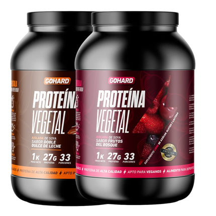 Pack Proteinas Vegetales 2Kg Total 66Sv Dulce De Leche-Frutos Del Bosque