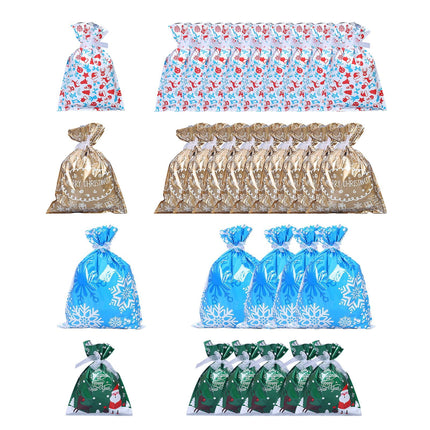 Bolsas De Regalo Con Cordón De Navidad, 30 Uds., Bolsas De Dulces Para Recuerdo De Fiesta Navideña