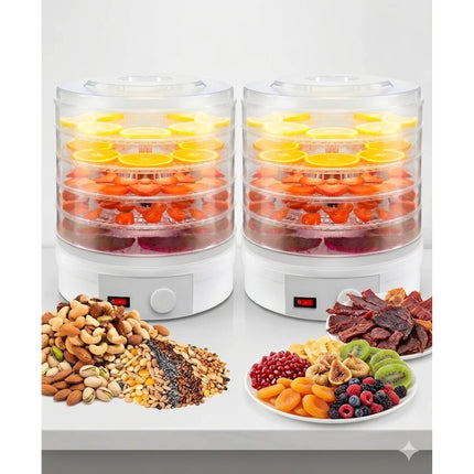 Deshidratador X2 De Frutas Verduras Y Carnes Maquina 5 Bandejas Circulacion Aire 360 Grados Termostato Ajustable FIGOIMPORT