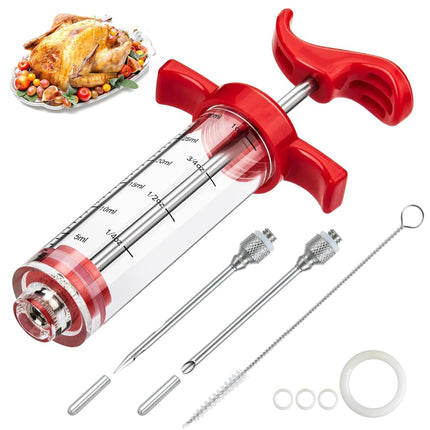 Jeringa inyectora de carne QPMR, 30 ml, kit de plástico para marinar pavo
