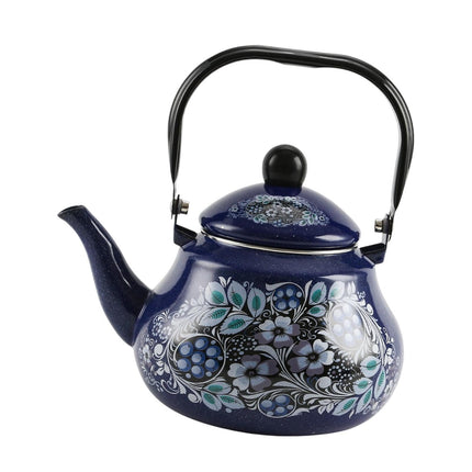 Hervidero De Té De Esmalte Sólido Bote De Esmalte Floral Azul Para La Fiesta De Restaurantes 2.5L