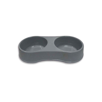 Plato Mascota Doble Redondo Gris