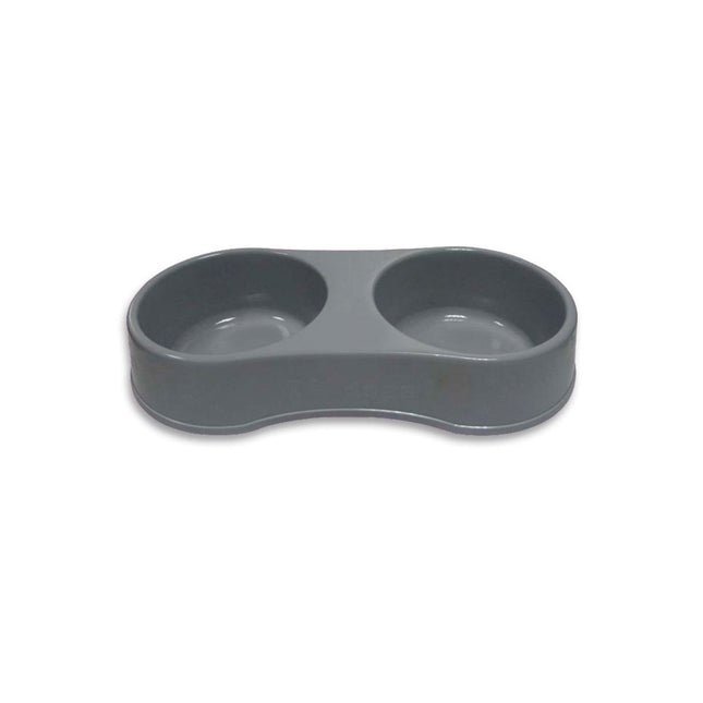Plato Mascota Doble Redondo Gris