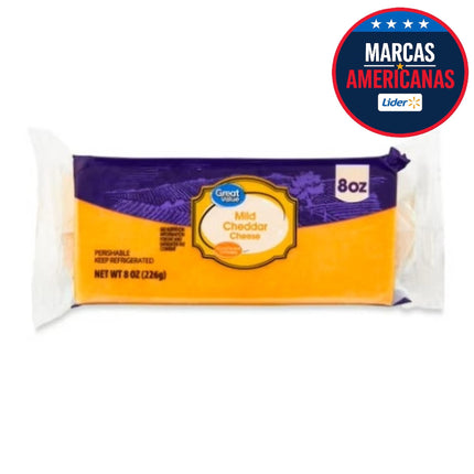 Queso Cheddar Medium Trozo, 226 g