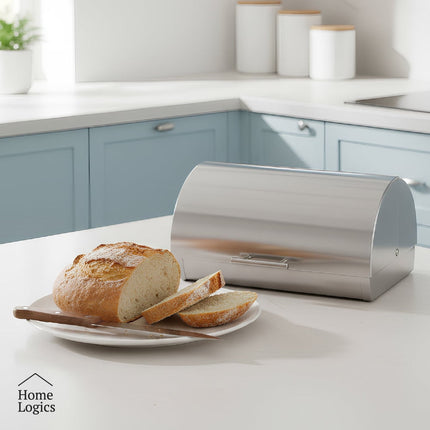 Panera De Acero Inoxidable Caja De Pan Con Tapa Home Logics