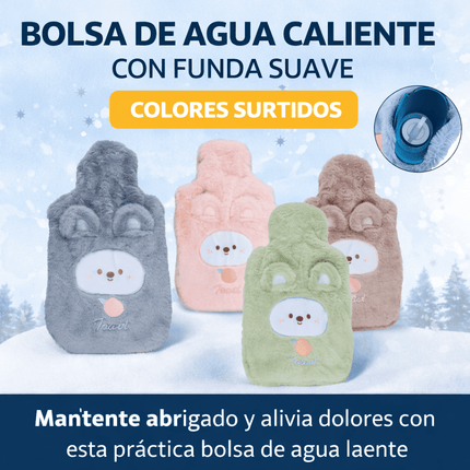 Bolsa de Agua Caliente 2L con Funda Suave Diseños Colores Surtidos