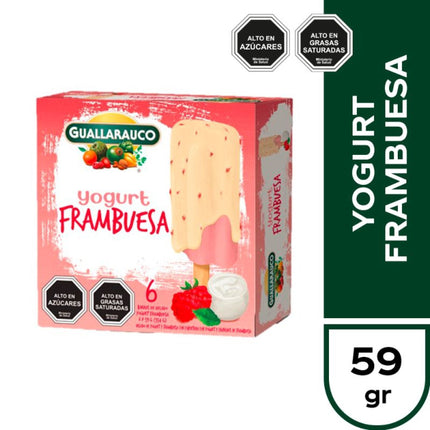 Helado Paleta Barra Frambuesa Yogurt Caja, 6 Un - Guallarauco | Apishop