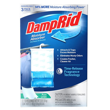 Absorbente de humedad DampRid Pure Linen Hanging, 450 ml, paquete de 3