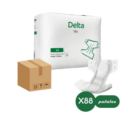 Caja Pañales Adulto Abena Delta Slip L3, Large, 3200ml,  88 pañales