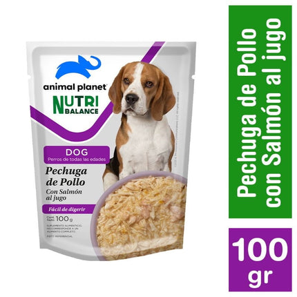 Alimento Húmedo Perro Adulto y Cachorro Sabor Pechuga de Pollo con Salmón al Jugo Pouch