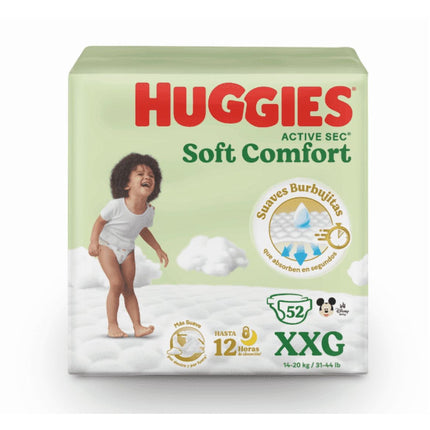 Pañal Des Huggies Active Sec Talla Xxg 52 Un (12 A 15 Kg)