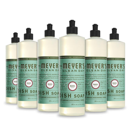 Jabón líquido para platos Mrs. MEYER'S CLEAN DAY Basil 473 ml, paquete de 6