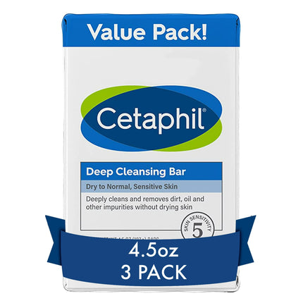 Jabón Cetaphil de limpieza profunda para rostro y cuerpo (paquete de 3)