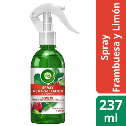 Desodorante Ambiental Aerosol Spray Neutralizador de Olores Frambuesa y Limón Frasco, 237 ml