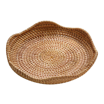Bandeja Redonda De Ratán Para Servir, Cesta De Frutas, Organizador De Alimentos Para Pan De Aperitivos, 21cm X 3cm
