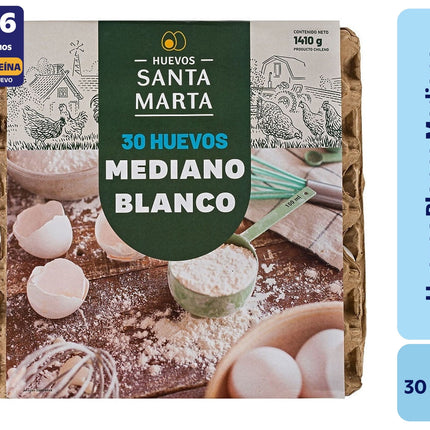Huevos Tradicionales Mediano Blanco, 30 Un - Santa Marta | Apishop