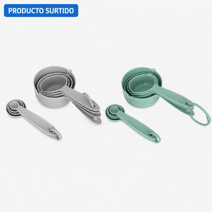 Set Medidor de cocina taza y cuchara 8 pzs Plastico surtido