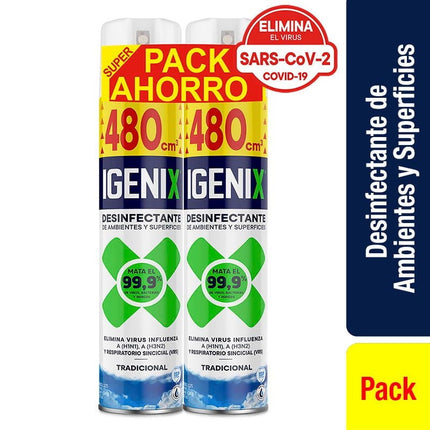 Desinfectante Ambientes y Superficies Aerosol Tradicional Lata Pack, 960 cc