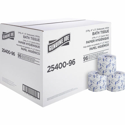 Papel higiénico Genuine Joe, 2 capas, 400 hojas/rollo, 96 unidades