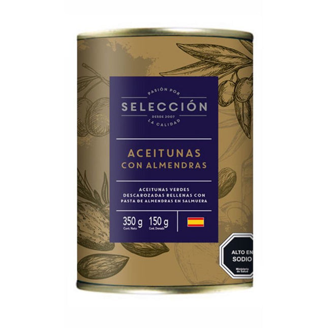 Aceitunas Rellenas con Almendras, Drenado 150 g - Neto 350 g | Apishop