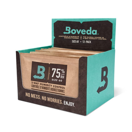 Paquetes de control de humedad Boveda con 75% de humedad relativa, tamaño 60, paquete de 12
