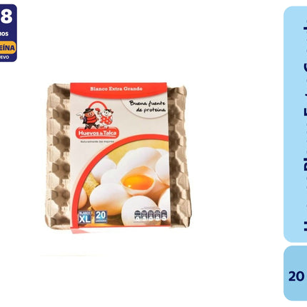 Huevos Tradicionales Extra Grande Blanco, 20 Un - Huevos De Talca | Apishop