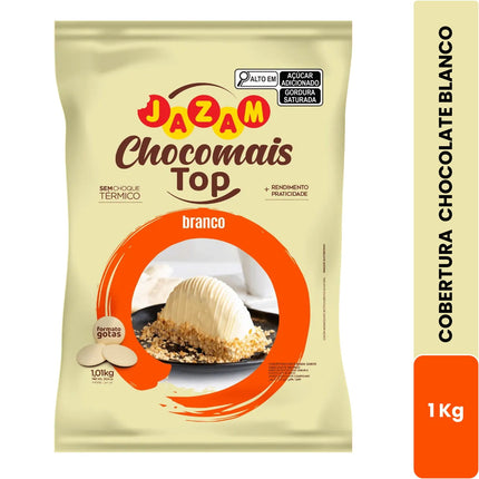 Cobertura De Chocolate TOP Blanco Chocomais Jazam Chocolate Blanco Con 1 Kilo Bolsa