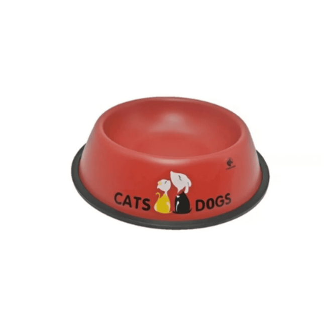 Plato Mascota Perro Gato Comedero Metal 17 Cm Rojo