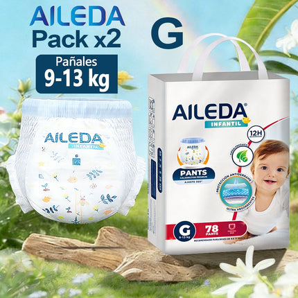 Pañales Desechables Aileda Pants G Total 156 un Para 9-13kg Sin Géner