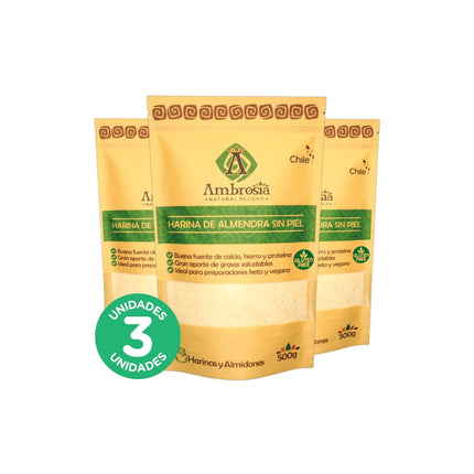 Pack 3, Harina de Almendra sin Piel 500gr