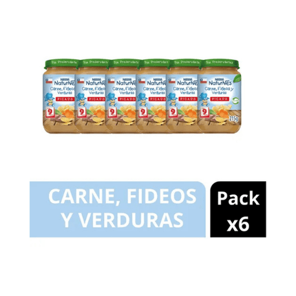 Pack picado Nestlé® Naturnes® carne, fideos y verduras 6x215g