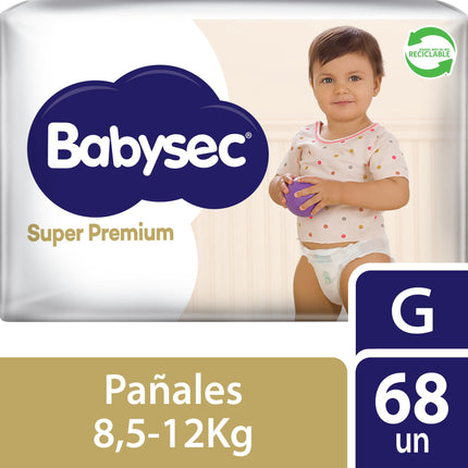 Pañales de Bebé Babysec Super Premium Cuidado Total 68 un G