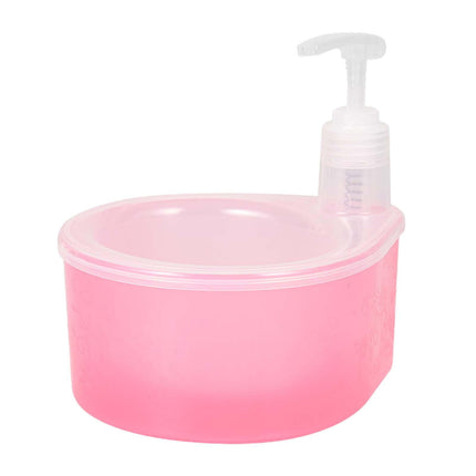 Dispensador De Jabón Para Platos 2 En 1 Con Soporte De Esponja Botella De Bomba De Líquido De 1L Para El Hogar Rosa