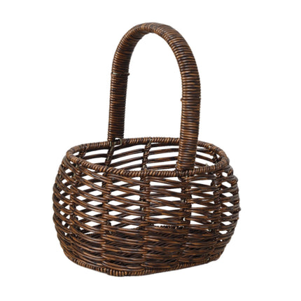Cesta De Mimbre Portátil Cesta De Mimbre Tejida Resistente Para Pan De Verduras Marrón Oscuro
