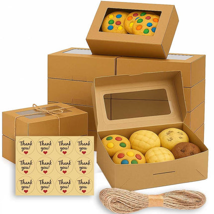 Cajas para galletas Leafiew, paquete de 30 unidades, 9 x 6 x 3 pulgadas con ventana para regalar