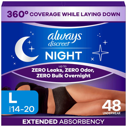 Pañales para adultos Always Discreet Night, talla L, 48 unidades, para mujer