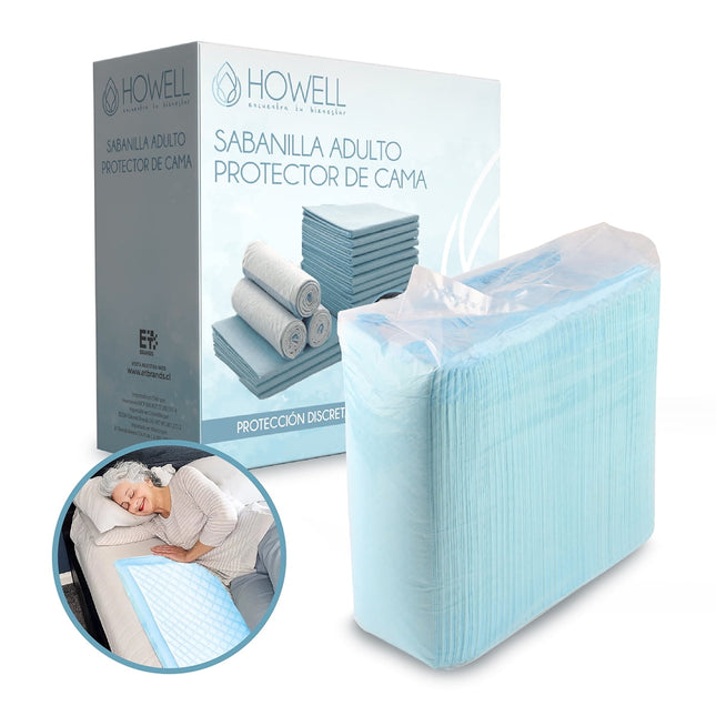 Pañales Sabanillas Adulto Howell Protector Cama Cotidiano Pants Desechables Gel 90x60cm 40 Unidades