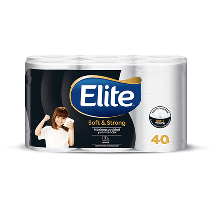 Elite Papel Higiénico Triple Hoja Soft & Strong 40 metros 12 rollos | Apishop.cl
