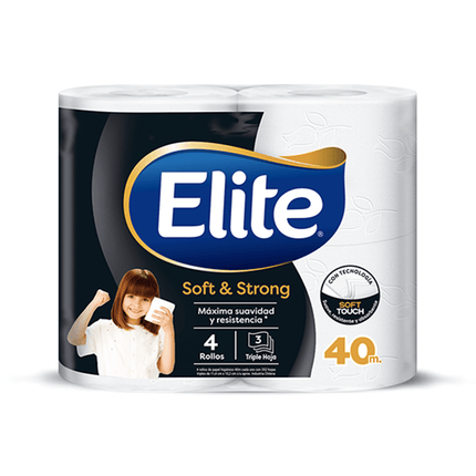 Elite Papel Higiénico Triple Hoja Soft & Strong 40 metros 4 rollos | Apishop.cl