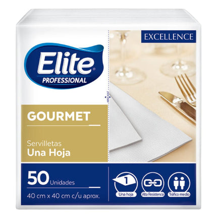 Elite Servilleta Gourmet Blanca Una Hoja 50 unid | Apishop.cl