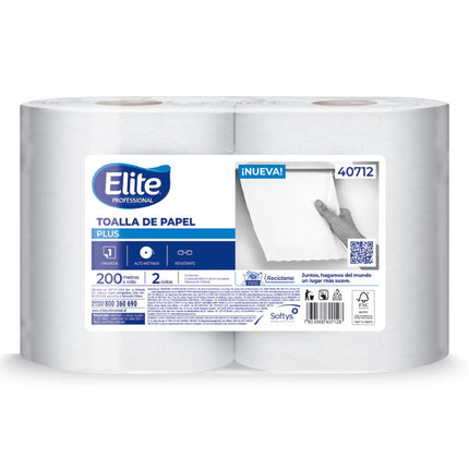 Elite Toalla de Papel Plus Una Hoja 200 metros 2 rollos | Apishop.cl