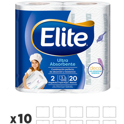 Elite Toalla Triple Hoja Deco Maxirollo 20 metros 1 MANGA | Apishop.cl