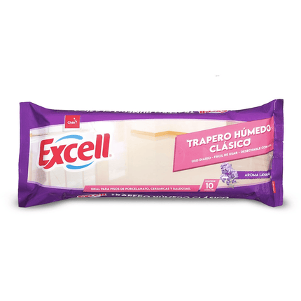 Excell Trapero Húmedo Clásico Lavanda 10 unid | Apishop.cl