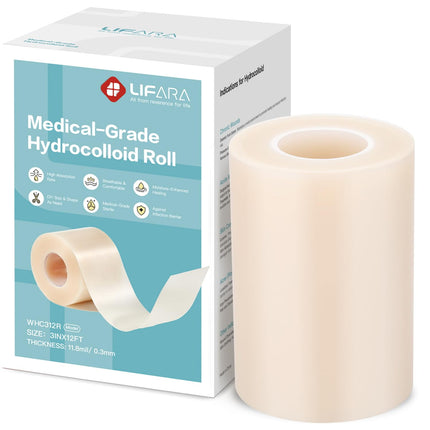 Rollo hidrocoloide para cuidado de heridas LIFARA, recortable a la medida 3 cm x 3.6 m