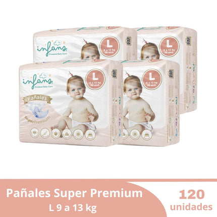 Pañales desechables Super Premium L INFANS 120 UND