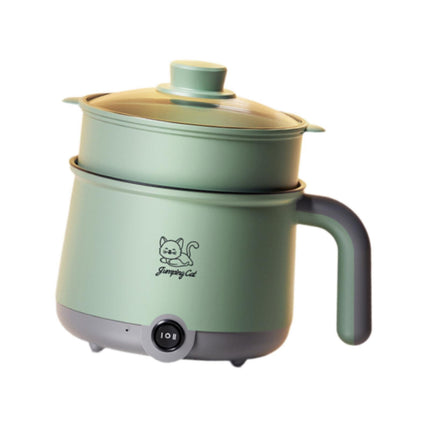 Olla Eléctrica Con Vaporera Multifunción Antiadherente Para Sopa, Fideos, Ramen, Gris Y Verde