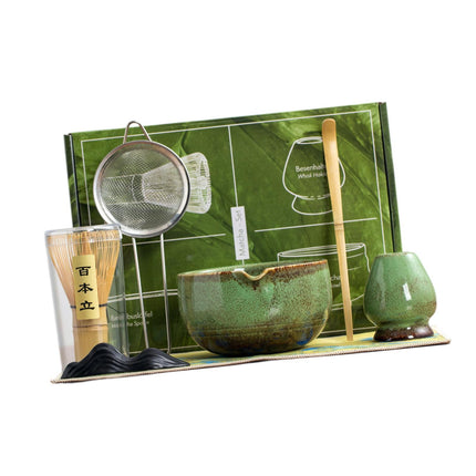 Set De Té De Matcha Bate Un Bez De Fabricación De Té Japonesa Matcha Bowl Con Boquilla De 7 Piezas Verdes