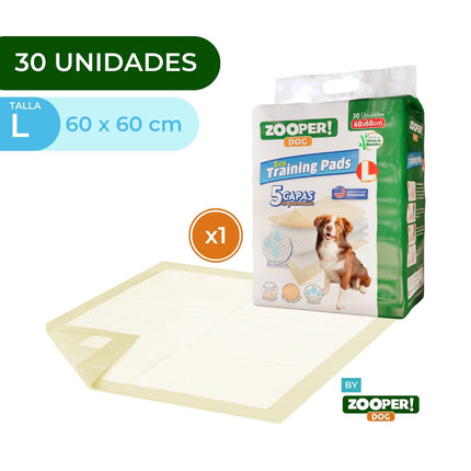 30 Pañales Sabanillas Mascotas Perros 60x60cm Zooper Dog