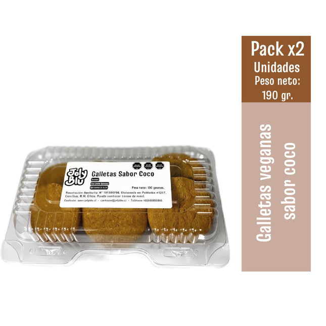 Pack x2 galletas veganas sabor coco 190 gramos