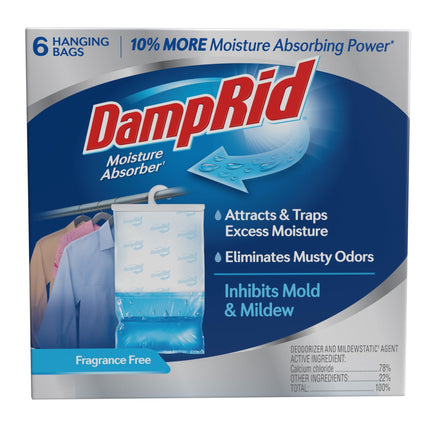Absorbedor de humedad DampRid, sin fragancia, para colgar, 450 ml, paquete de 6